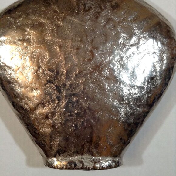 Silver Tone Vase 15" Hand Hammered Tooled Platinum Metal Mid Century Decor India - Picture 4 of 10